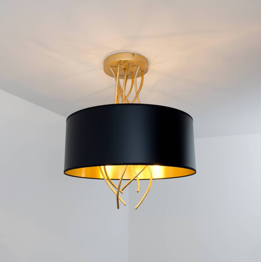 Taklampe Elba Ø30cm tre fatninger svart/gull