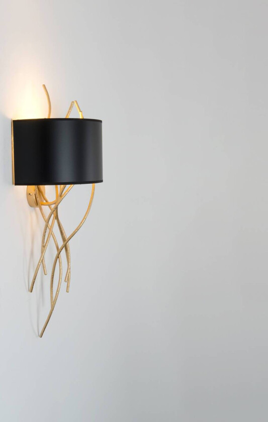 Vegglampe Elba Corto 1 lyskilde svart/gull
