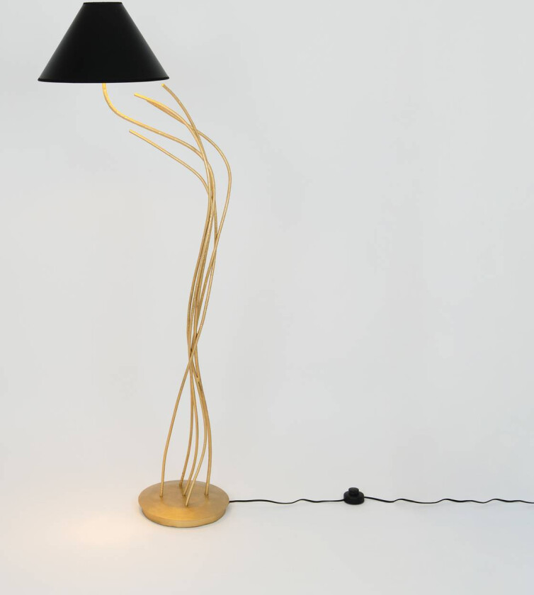 Gulvlampe Ischia, 1 lyskilde, svart/gull