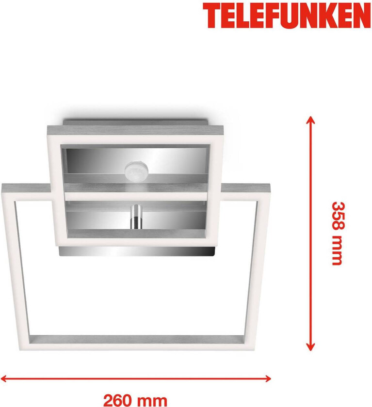 LED-taklampe med sensor Frame krom/alu 26x36cm
