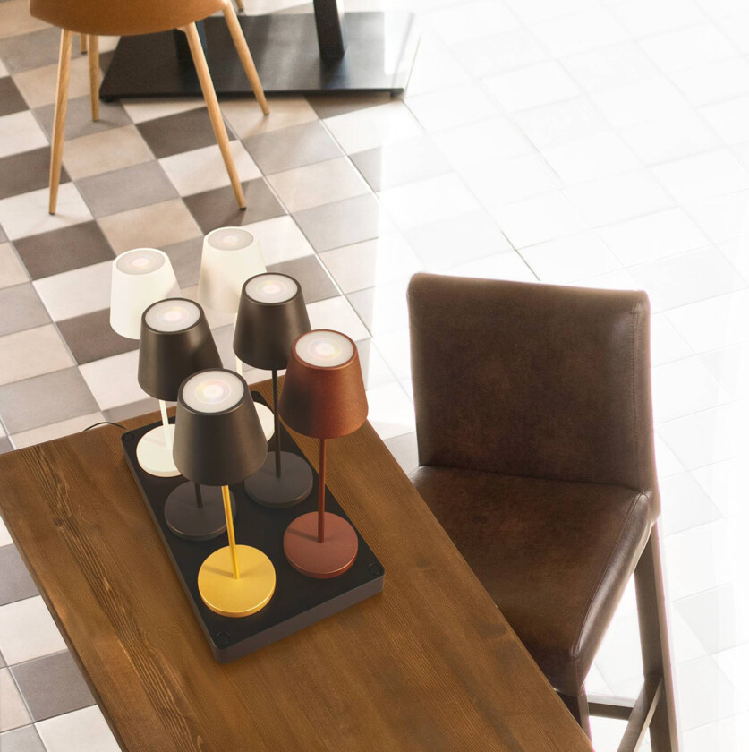 LED-bordlampe batteri Cosenza 2.0 34cm sandhvit