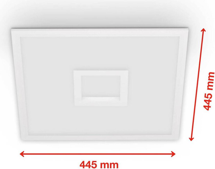 LED-panel midt bak CCT RGB 45x45cm hvit