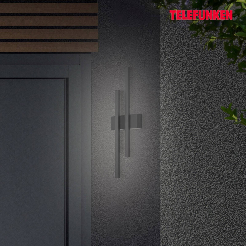 Utendørs LED-vegglampe Graz indirekte 2 lysk svart