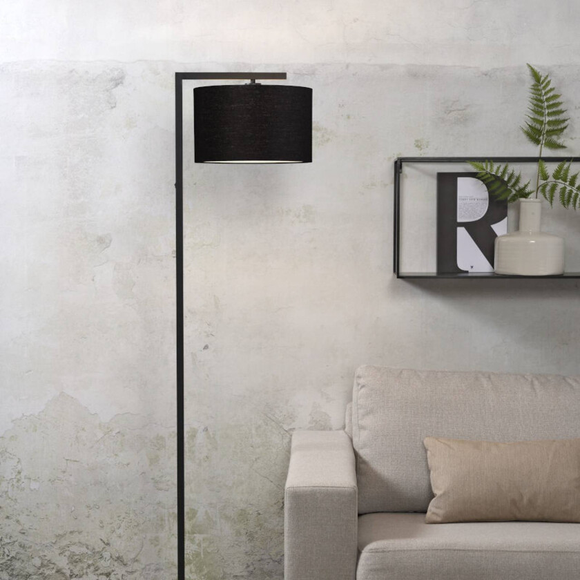 It's about RoMi Gulvlampe Boston, Ø 32 cm, svart, tekstil