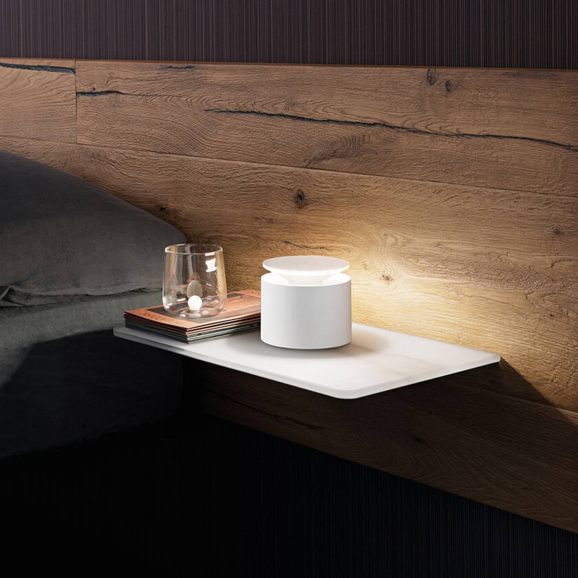 Push-up bordlampe batteri IP54 hvit