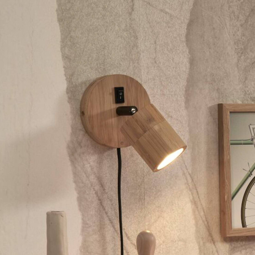 GOOD & MOJO Java vegglampe, støpsel, 1lk, natur