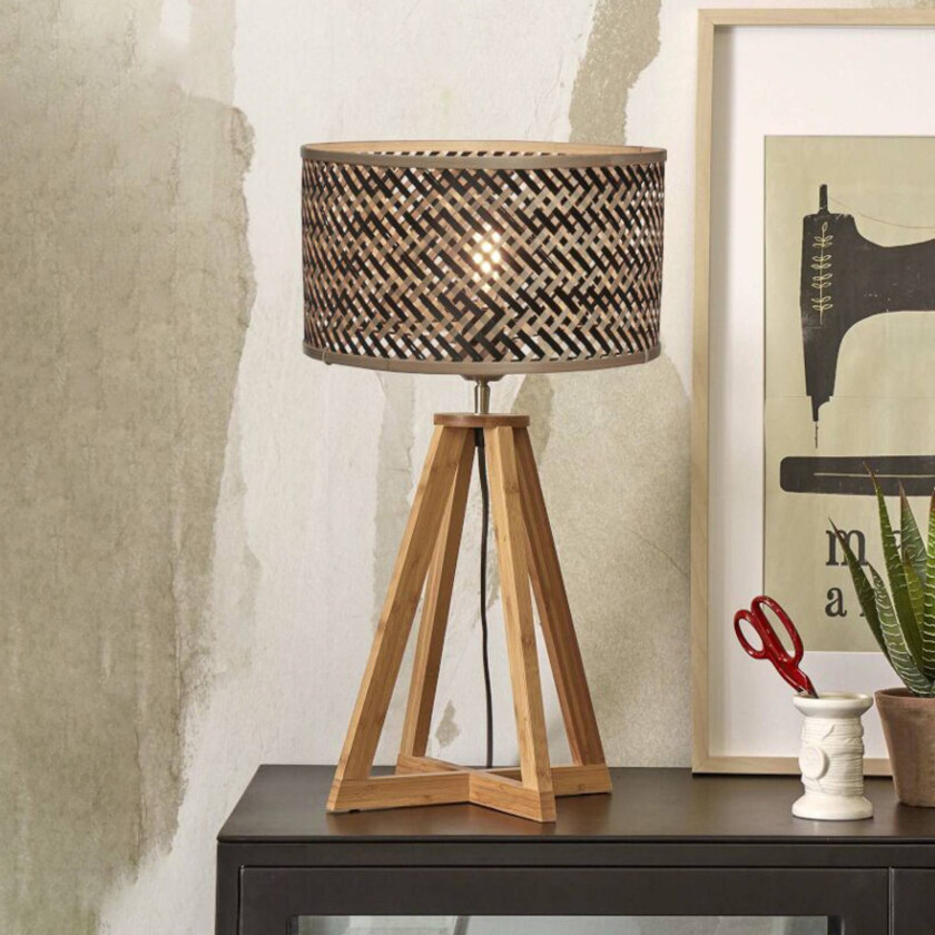 GOOD & MOJO Java bordlampe pyramide natur/svart