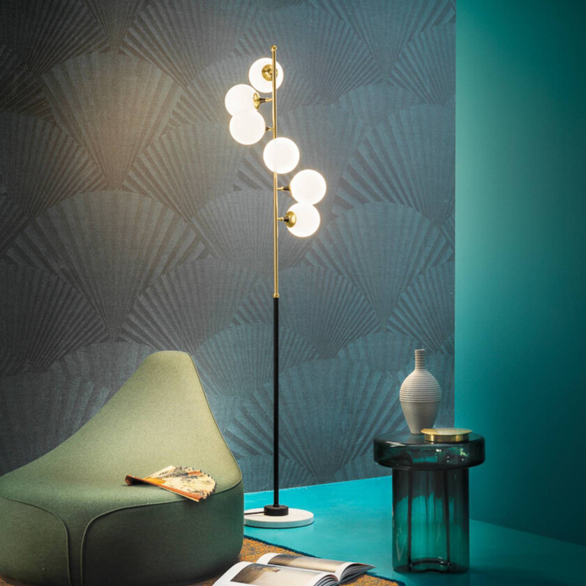 Galassia LED-gulvlampe, 6 lyskilder, gull