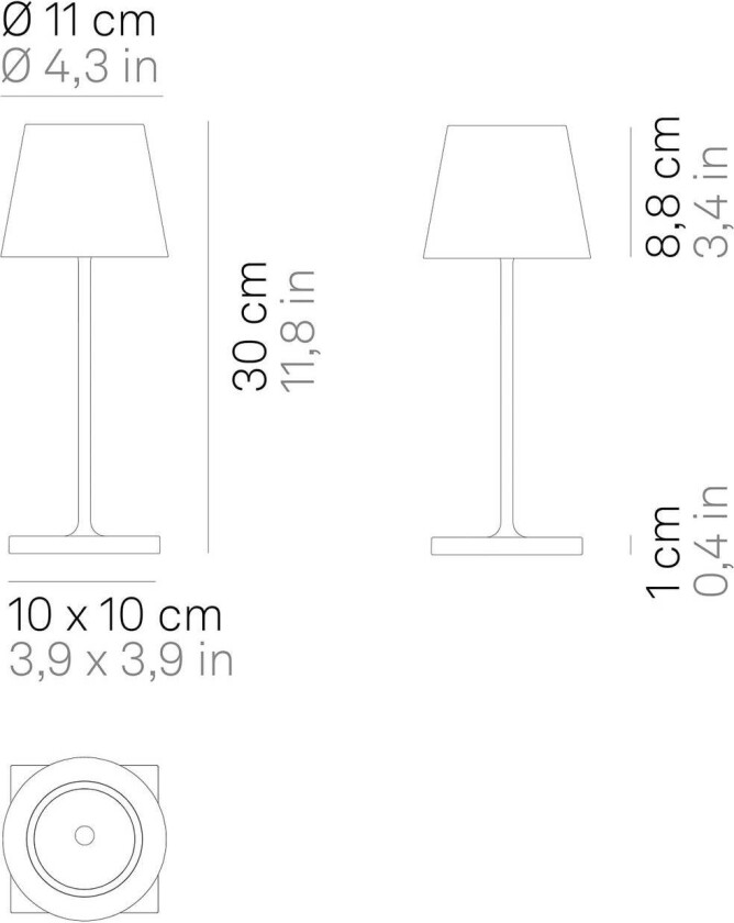 Poldina mini oppladbar lampe inni kobber