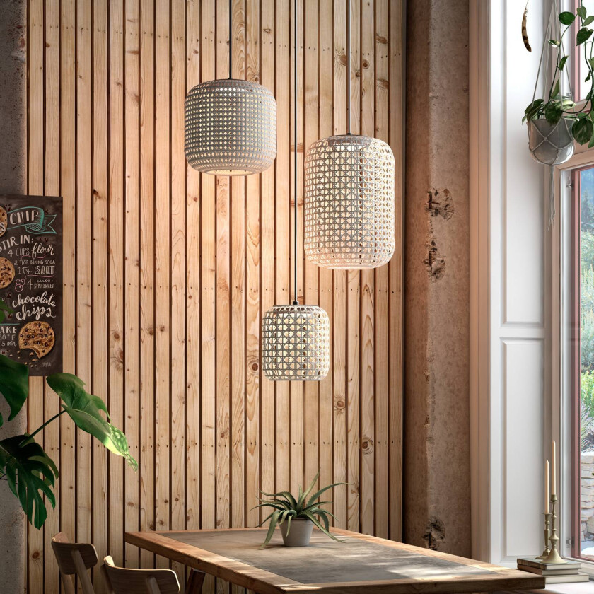 Nans S/3L LED-hengelampe 3 lyskilder beige