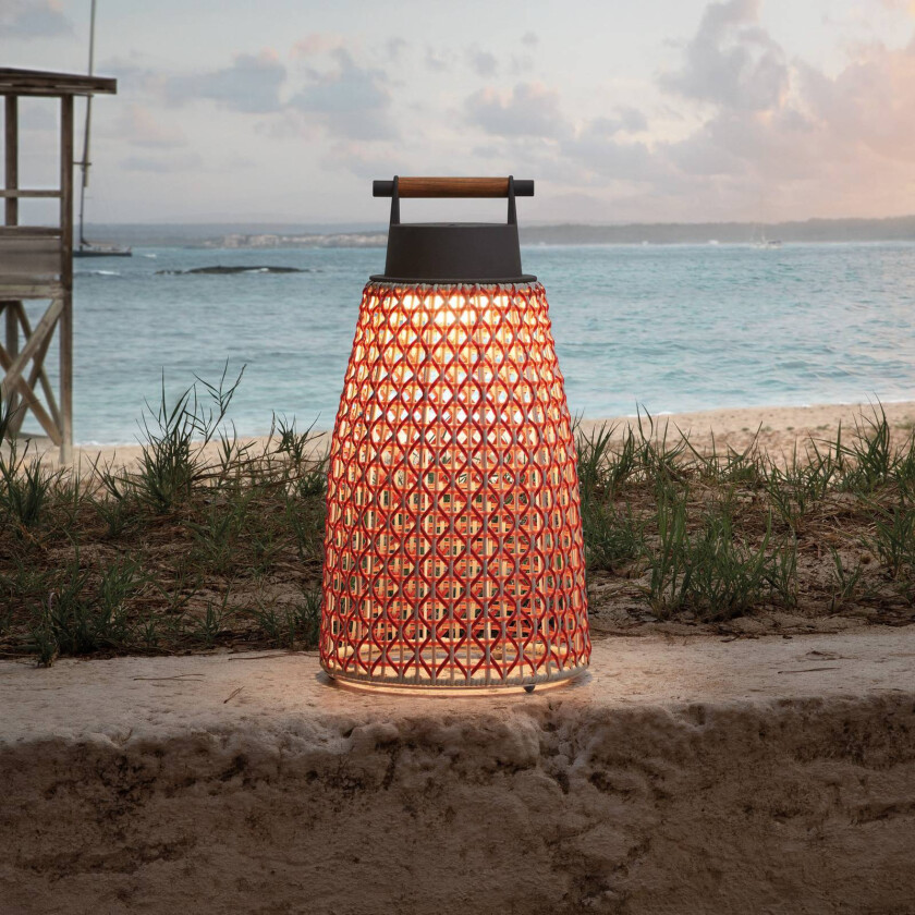 Nans M/49/R oppladbar bordlampe for utendørsbruk, rød