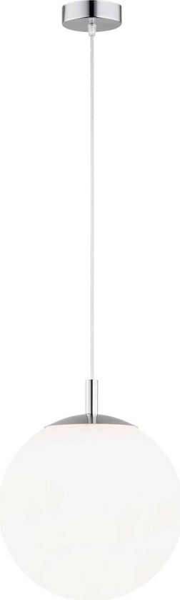 Bernike hengelampe, hvit/krom, glass, Ø 30 cm