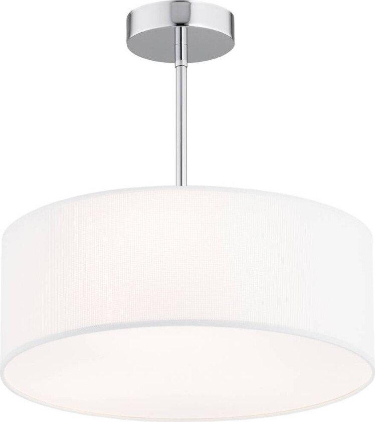 Oja taklampe, hvit/krom, tekstil, Ø 40 cm