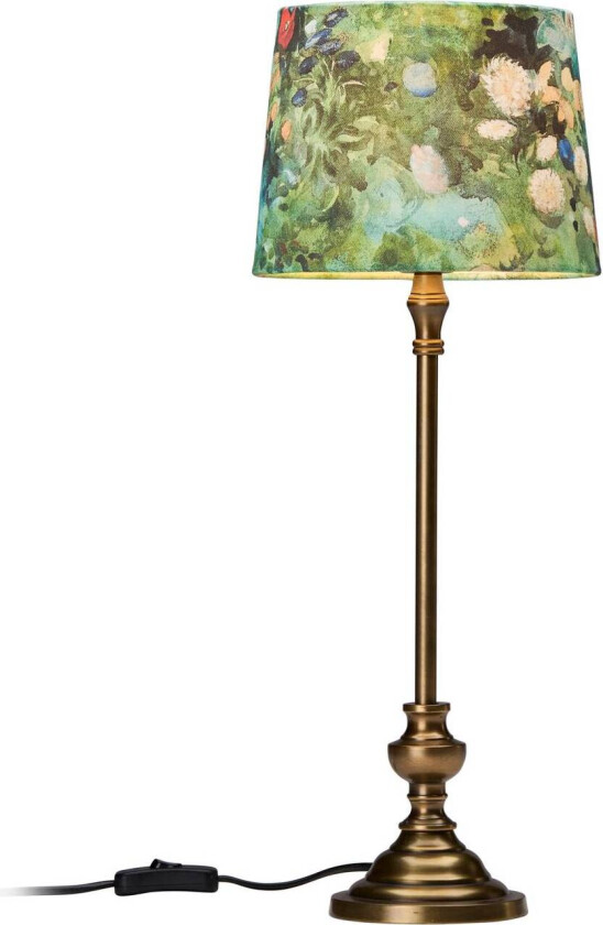 Andrea bordlampe messing/grønn mønstret