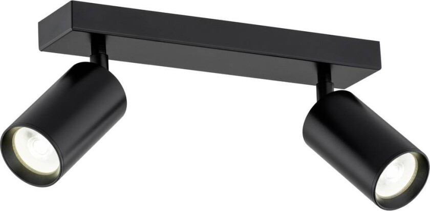 Sado downlight, svart, stål, justerbar, 2 lyskilder