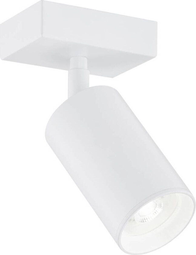 Downlight Sado i hvitt stål, justerbar 1 lyskilde kantet