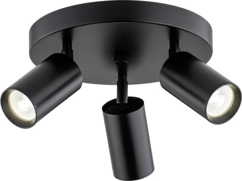 Downlight Sado svart stål justerbar 3 lyskilder rund