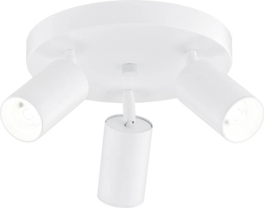 Sado downlight, hvit, stål, justerbar, 3 lyskilder, rund