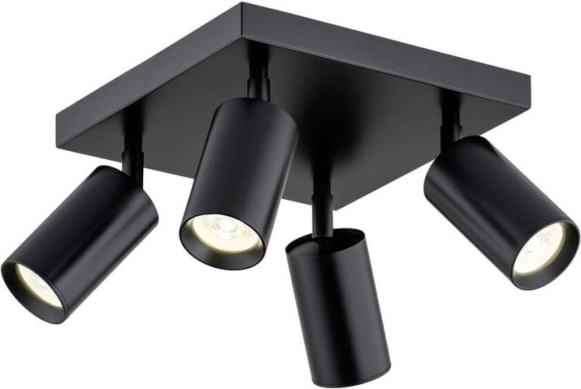 Sado downlight, svart, stål, justerbar, 4 lyskilder