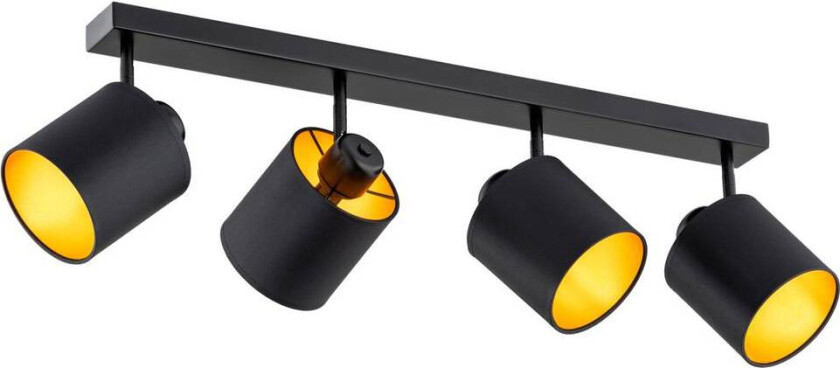 Suerte taklampe, svart/gull, 4 lyskilder, tekstil, stål