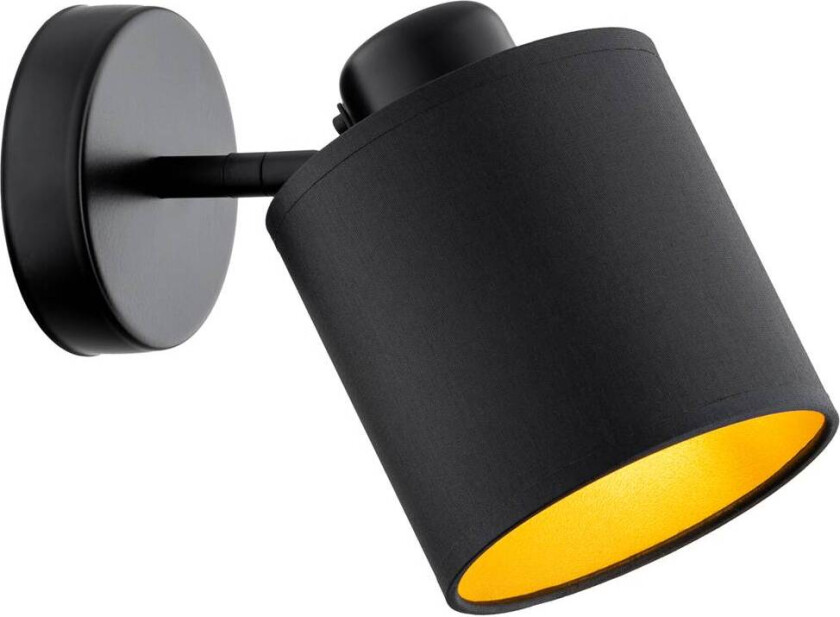 Suerte vegglampe, svart/gull, 1 lyskilde, tekstil, stål