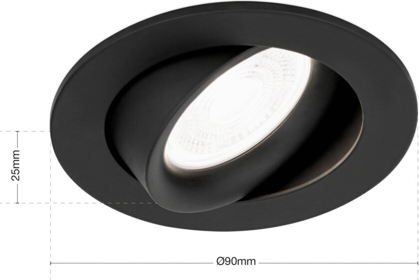 Innfelt spot Choice, aluminium, svingbar, svart