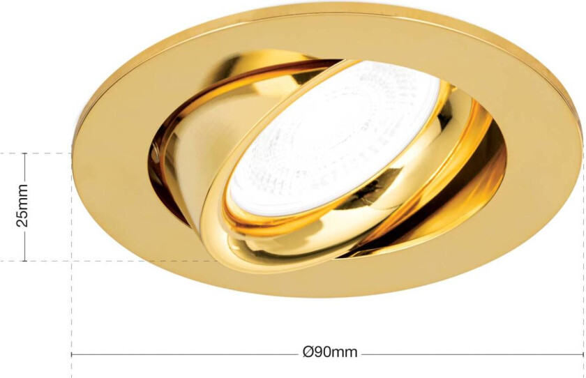 Innfelt spot Choice, aluminium, svingbar, gull