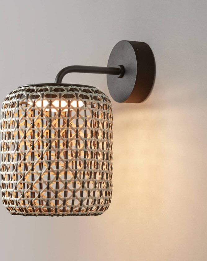 Nans A LED utendørs vegglampe, brun, Ø 21,6 cm