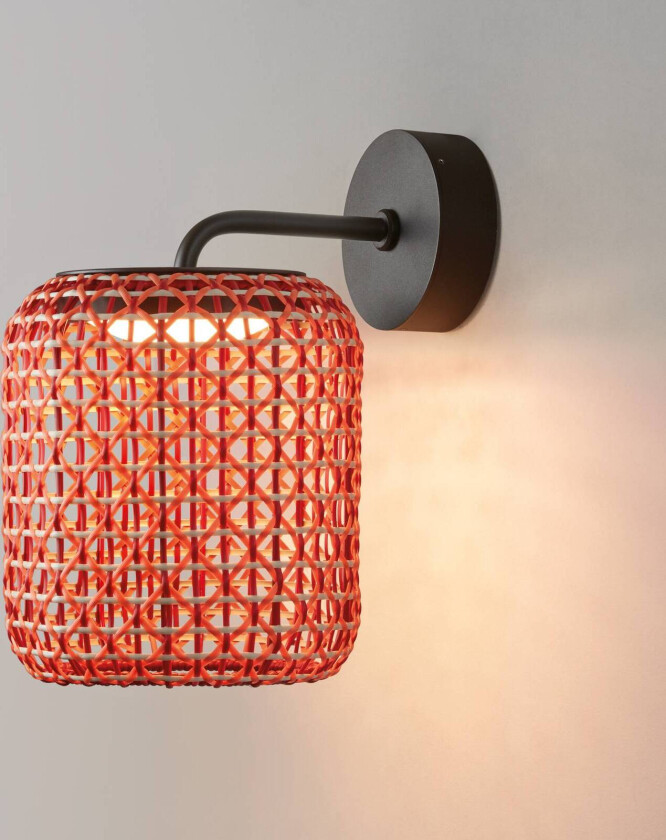 Nans A LED utendørs vegglampe, rød, Ø 21,6 cm