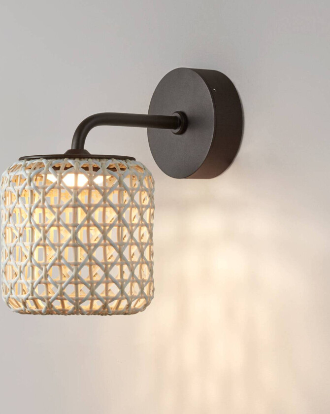 Nans A LED utendørs vegglampe, beige, Ø 16,7 cm