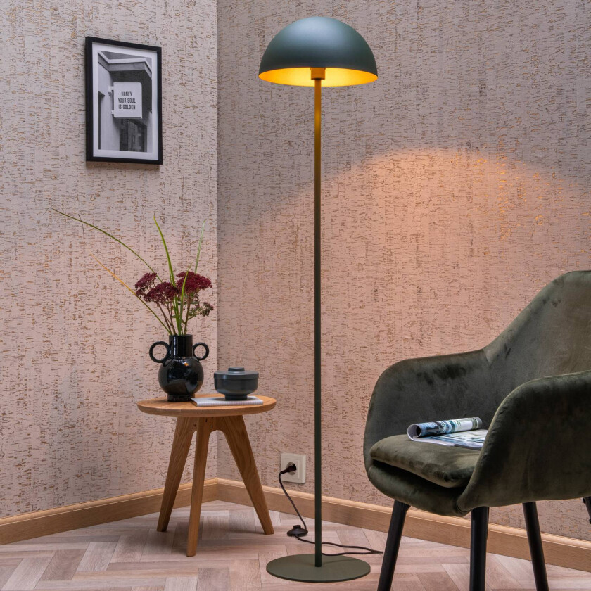 Gulvlampe Siemon av stål, Ø 35 cm, grønn