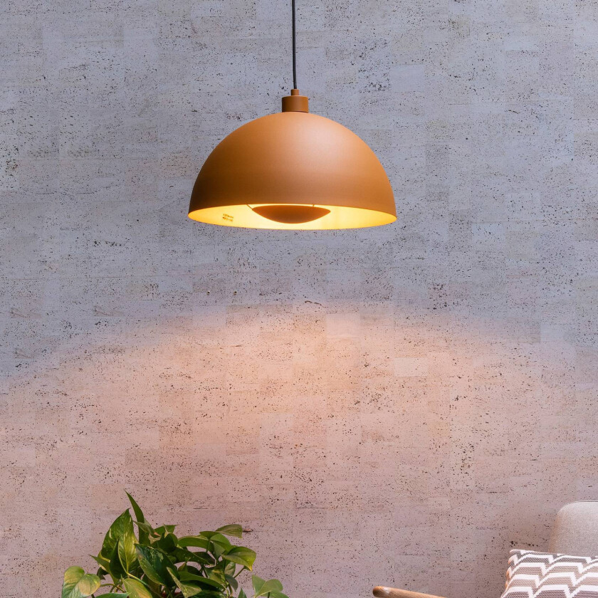 Hengelampe Siemon av stål, Ø 40 cm, okergul