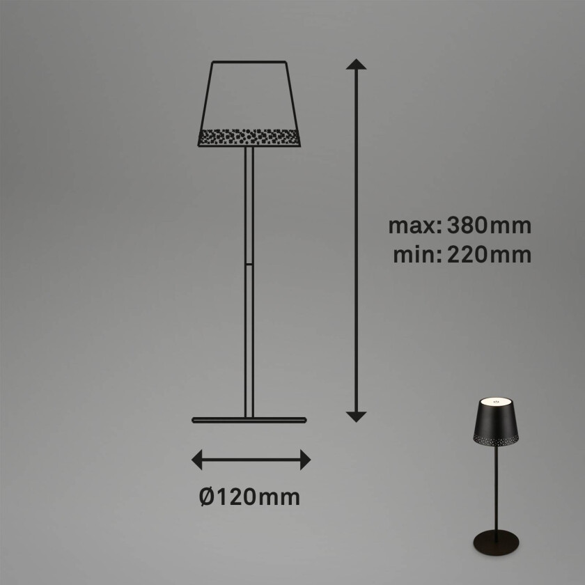 Kiki LED-bordlampe med oppladbart batteri 3 000K, svart