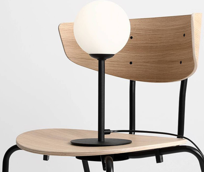 Bordlampe Joel, metall og glass, svart/hvit