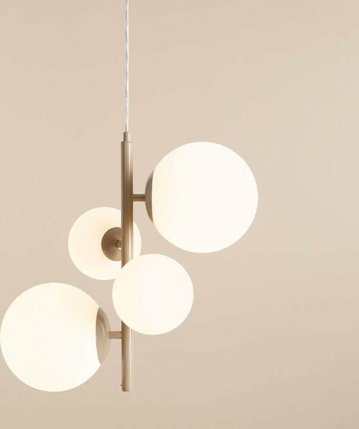 Hengelampe Joel, beige/hvit, 4-lyskilder