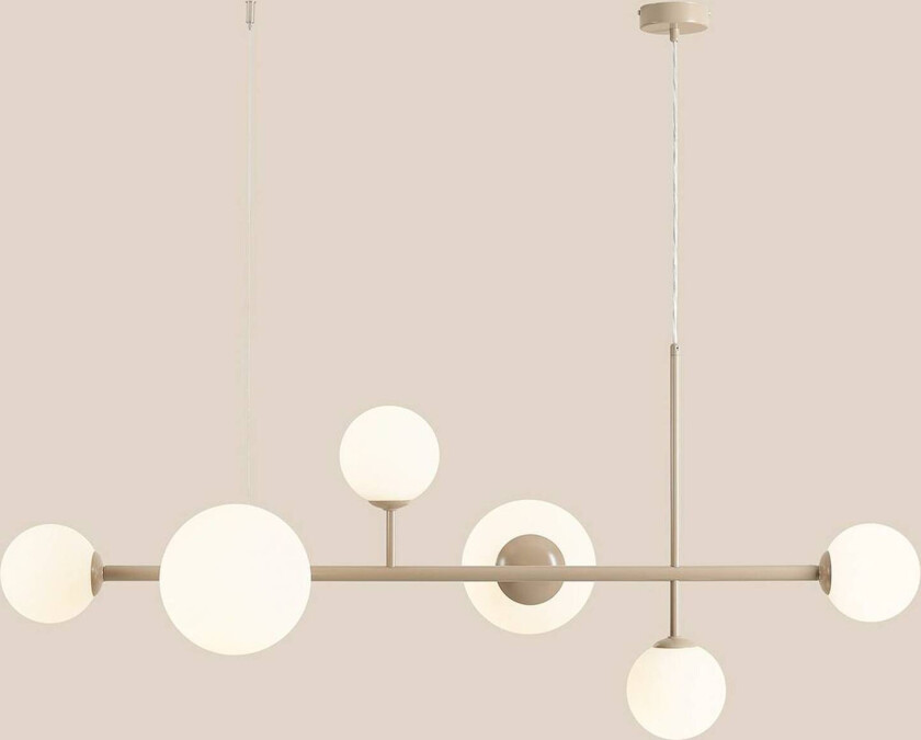 Hengelampe Joel, beige/hvit, 6-lyskilder