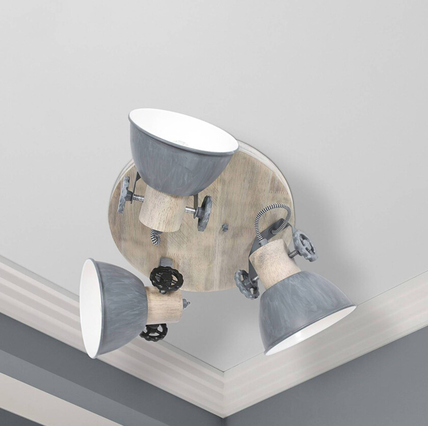 Downlight Gearwood, 3 lyskilder rund, grå