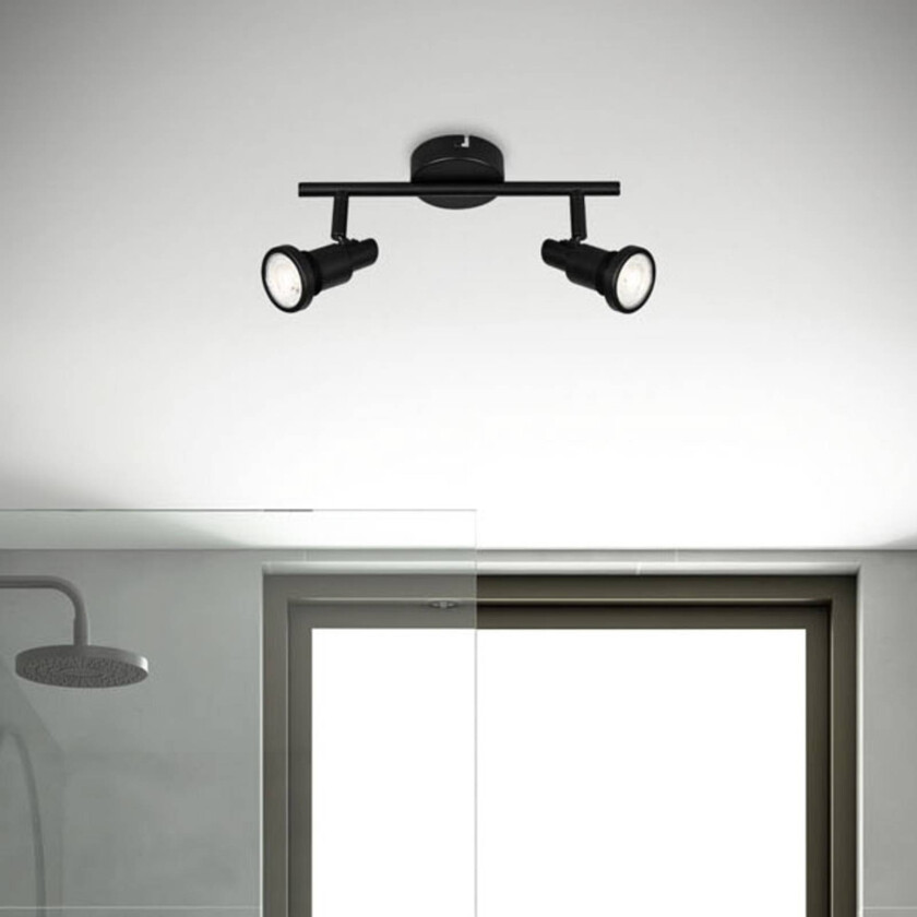 LED-downlight Flamo IP44 2 lystk. justerbar svart