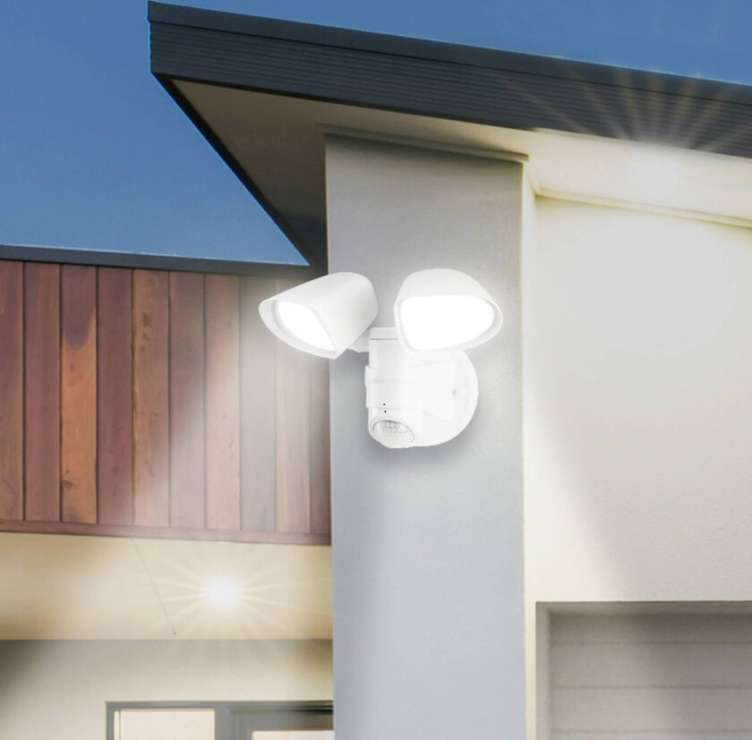 LED-sensor utendørs vegglampe Bilbao 2-lys hvit