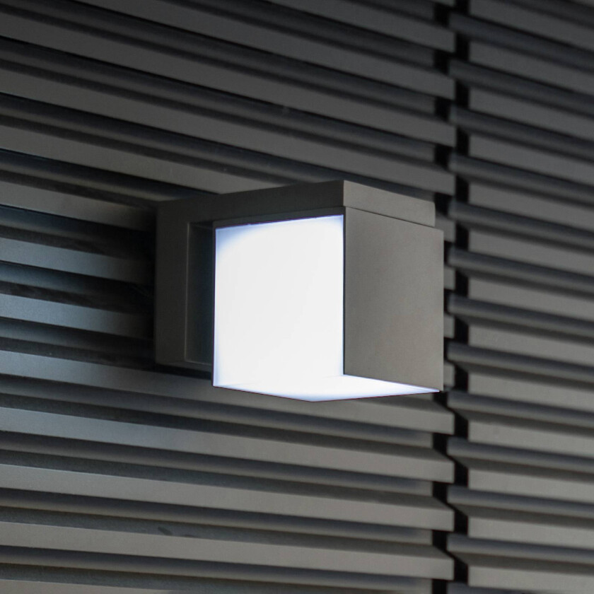 Ute LED-vegglampe Cuba, 1 lysk. antrasitt 4 000 K