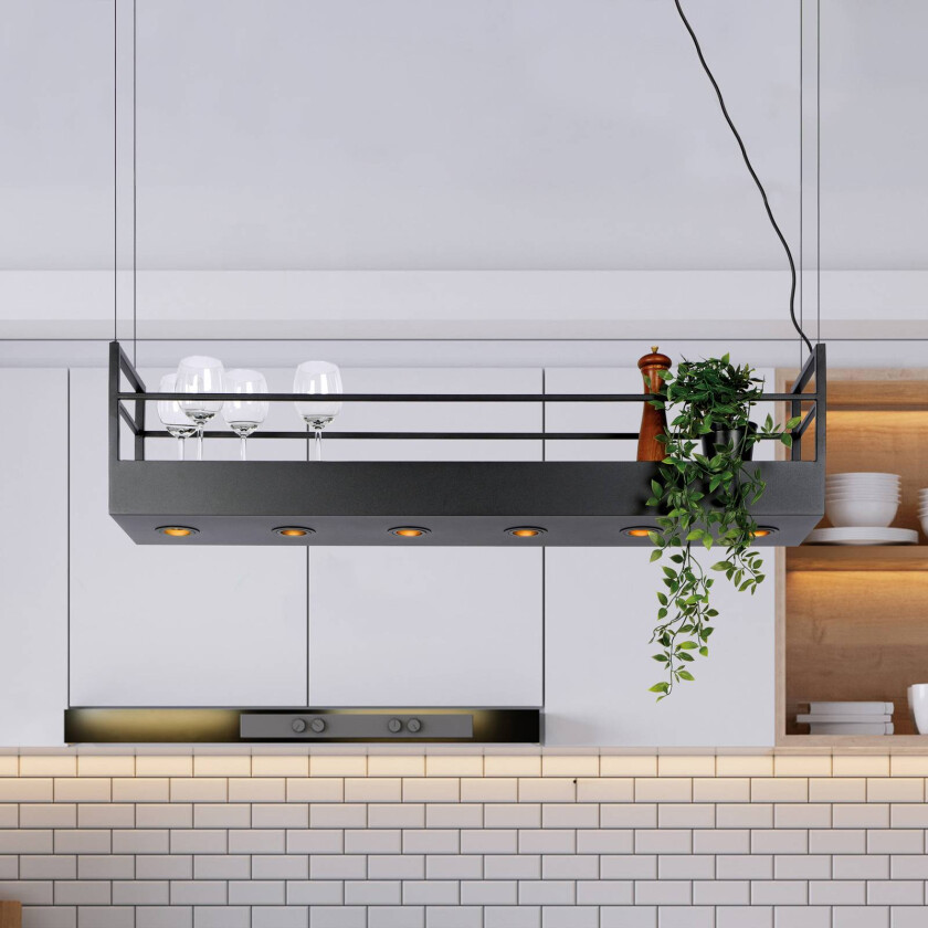 Pendellampe Miravelle lagring 6 lyskilder svart