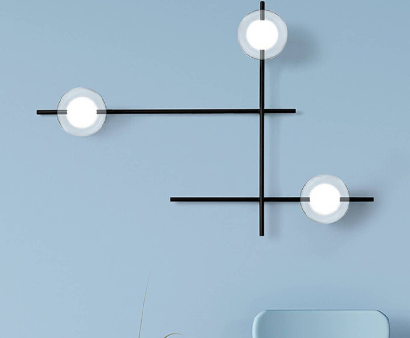 Vegglampe Mikado, klar/frostet, 3 lyskilder