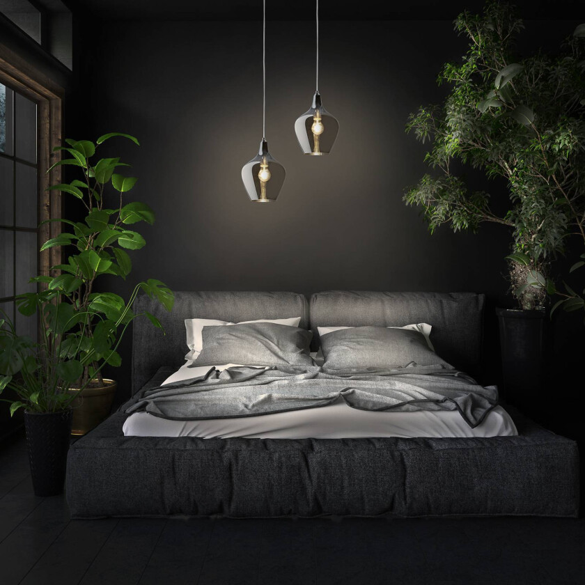 Pendellampe Paso av glass, 1 lyskilde, røykgrå