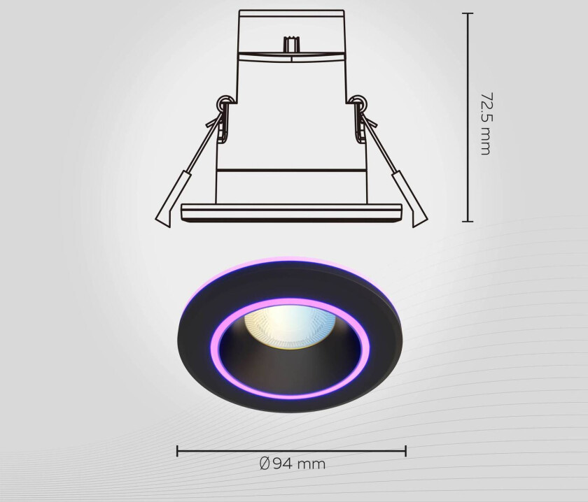 Smart Halo downlight CCT RGB svart