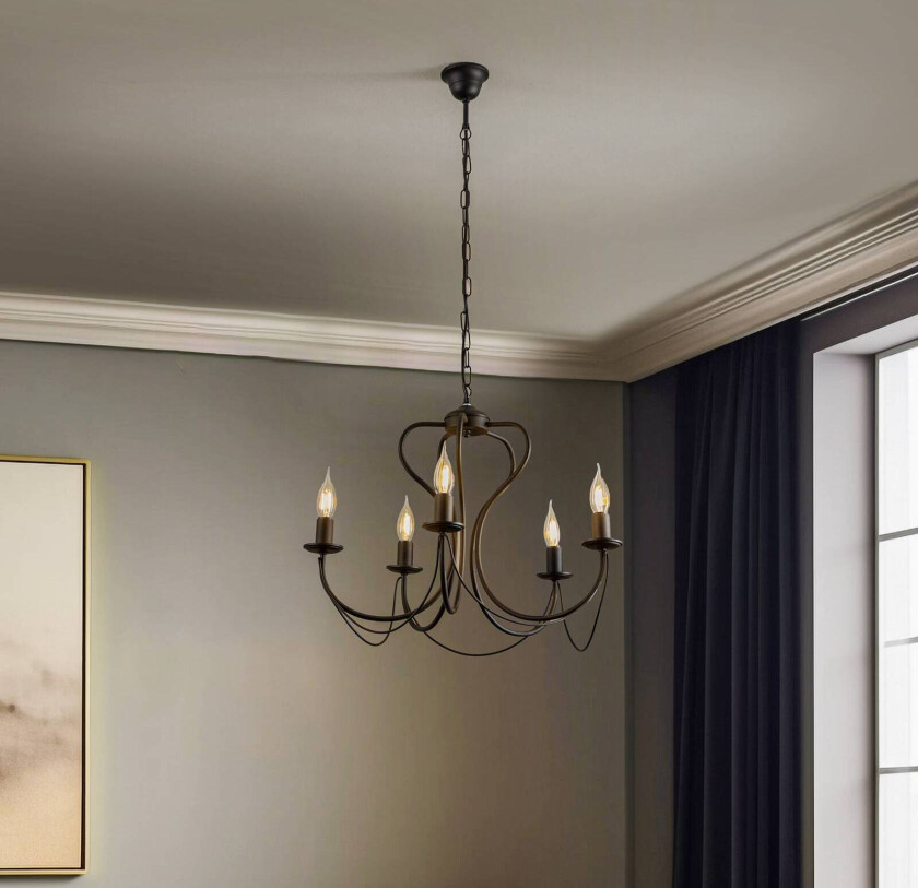 Lysekrone Candela, svart, 5 lyskilder