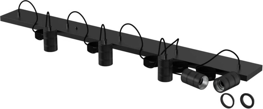 Retro pendellampe, kantet, 5 lyskilder svart