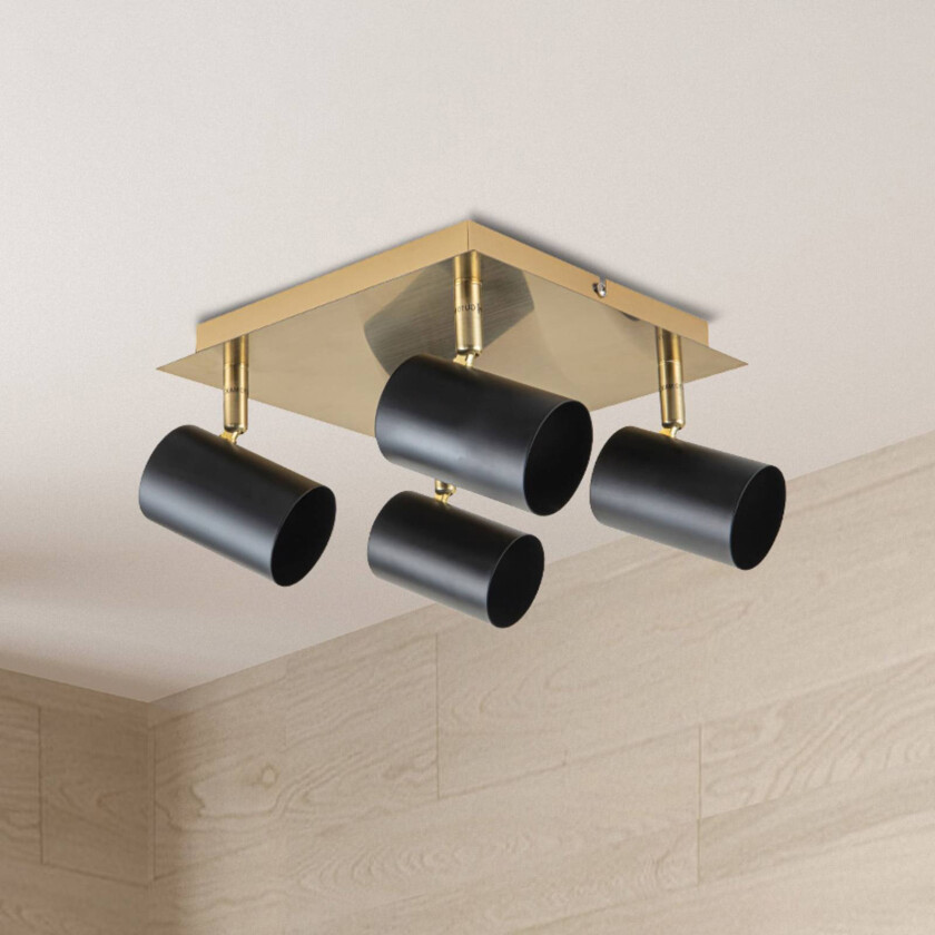 Takspot Frida 4 lyskilder, messing/svart