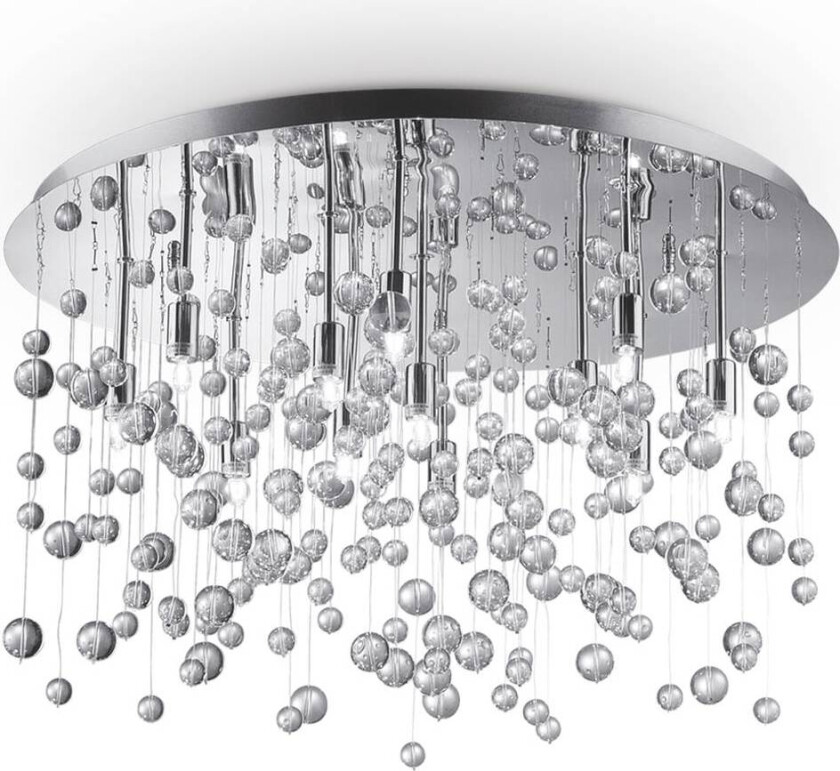 Ideal Lux taklampe Neve 12-fl krom/klar Ø 63cm