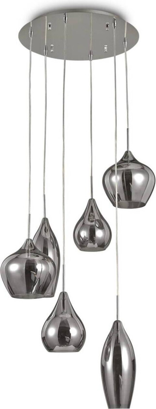 Ideal Lux Soft hengelampe 6 lk krom/røyk