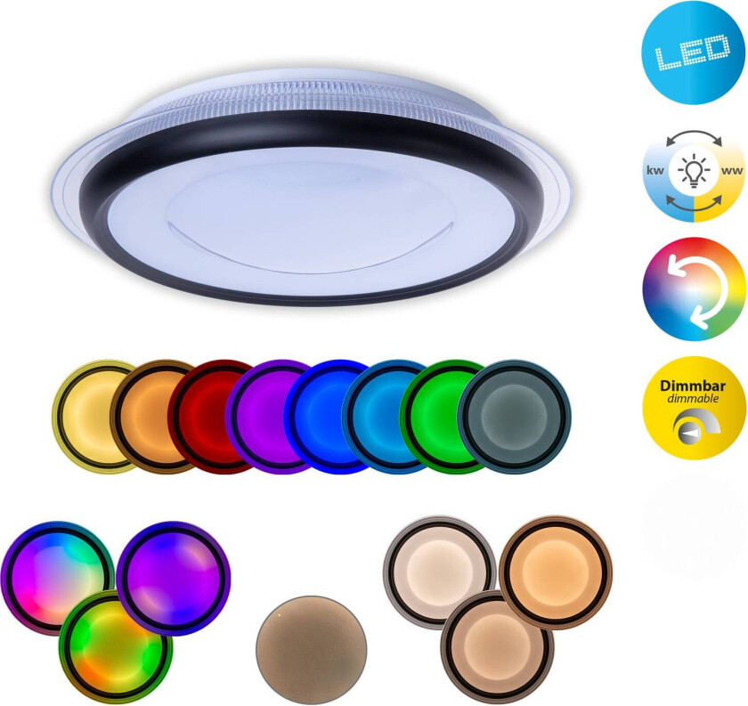 LED-taklampe Canna, RGB CCT med fjernkontroll